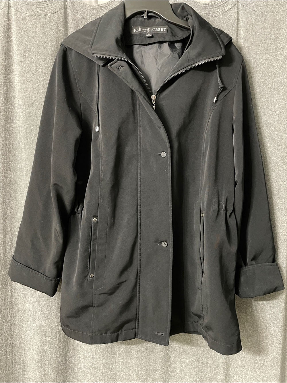 Fleet Street Women's Black Rain Hooded Jacket